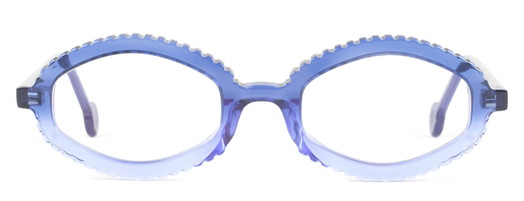 Blue pug tooth frames from LA Eyeworks